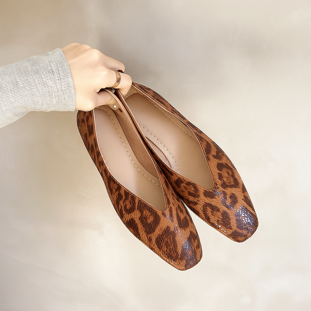Kensington Leopard Leather Flats alternate view