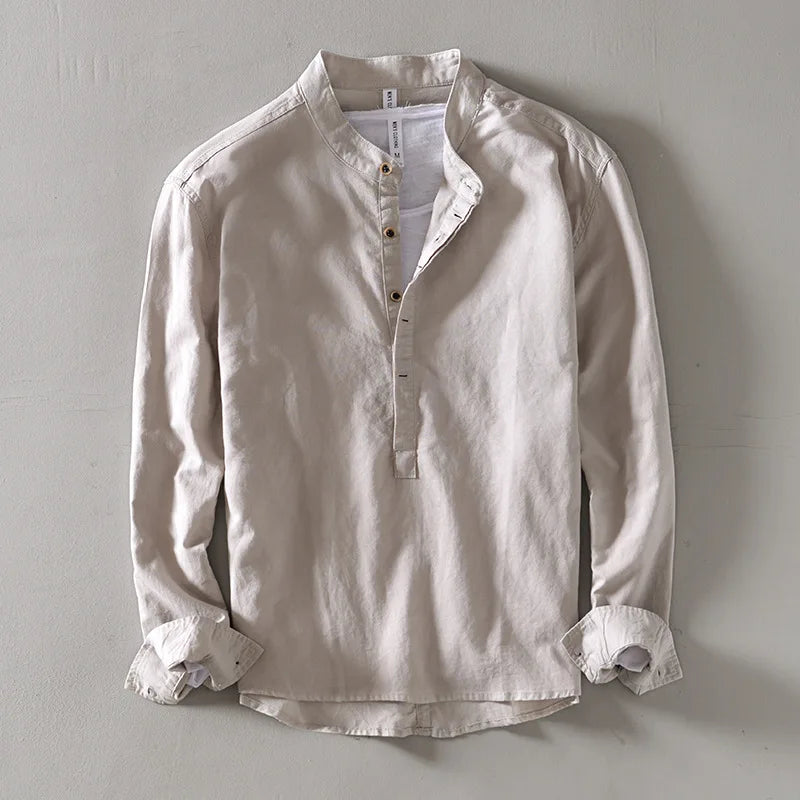 Caleb Linen Mandarin Shirt alternate view